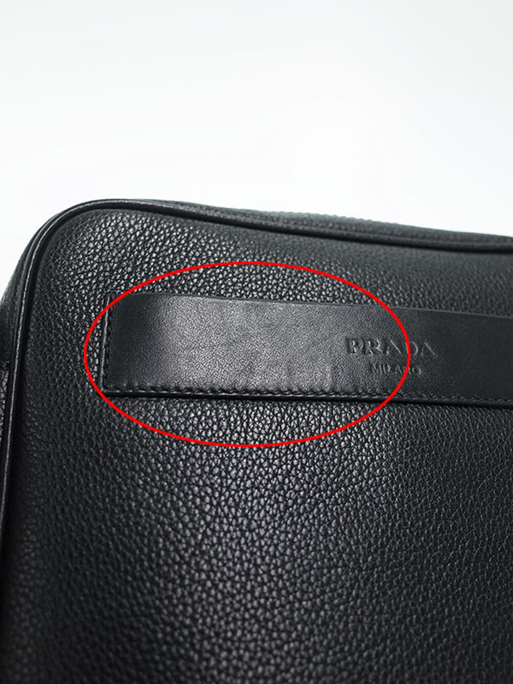 Prada embossed logo bag messenger leather Black - Picture 6 of 9